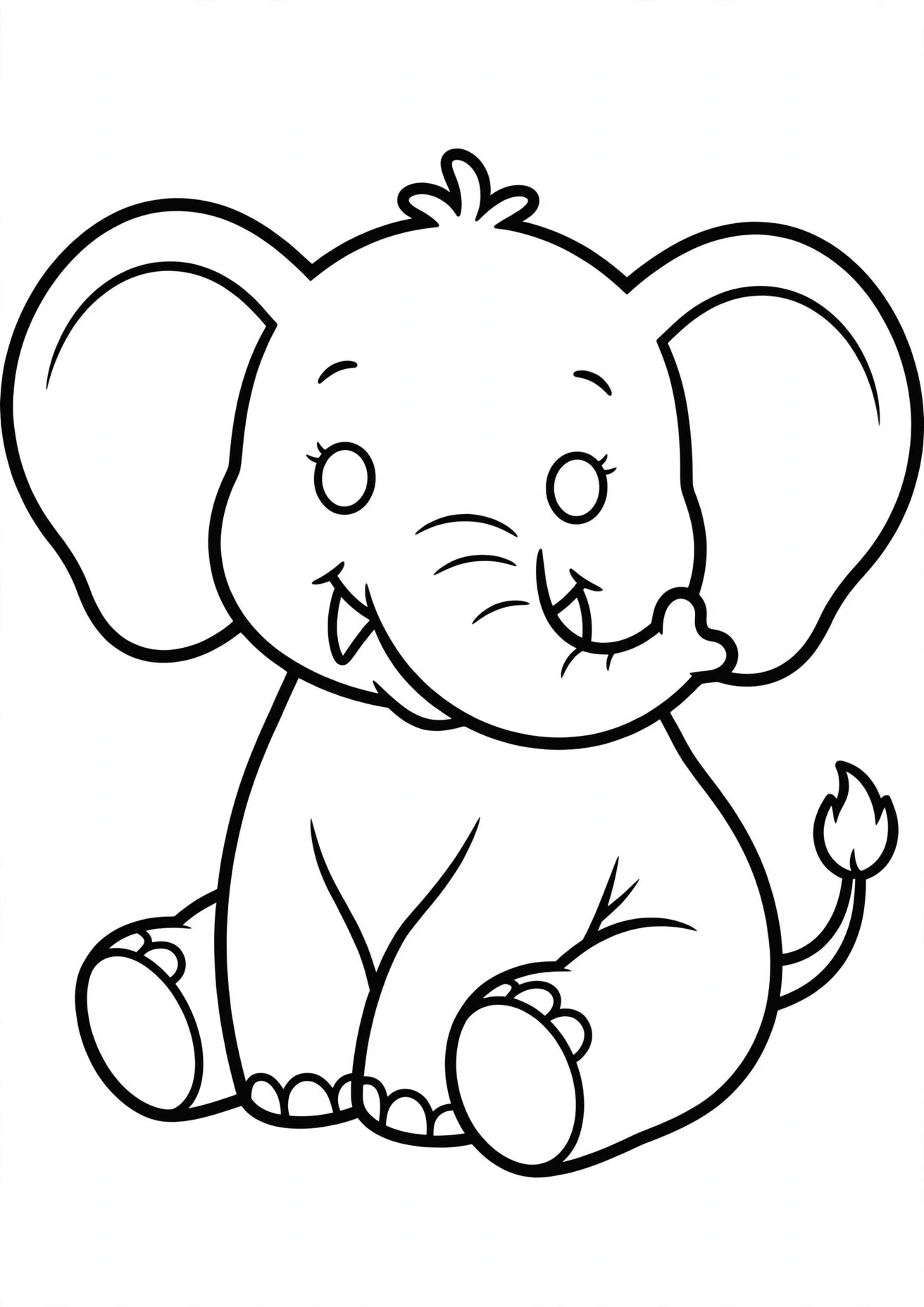 Desenho de elefante fofo para colorir
