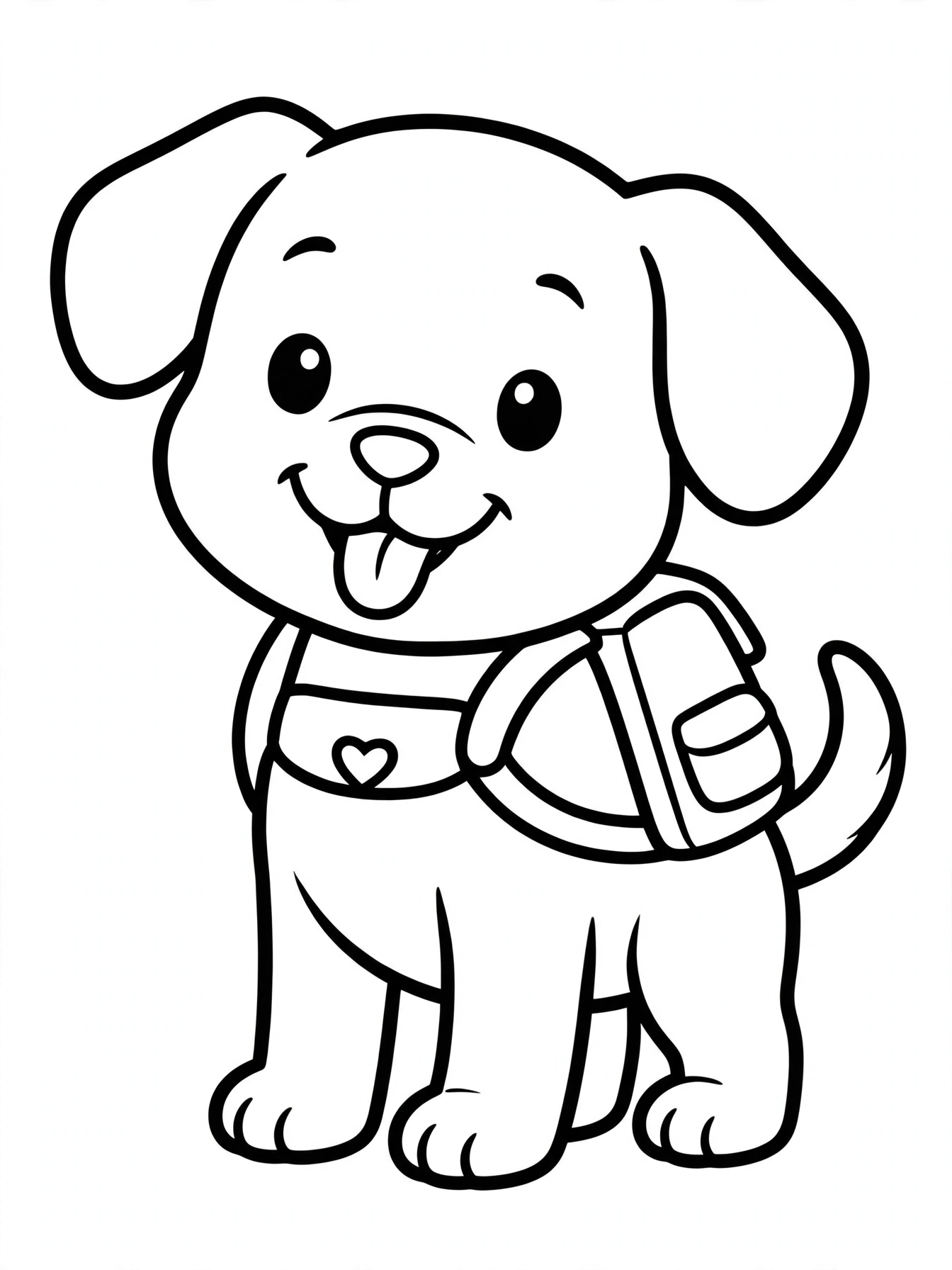 Desenho de cachorro com mochila para colorir
