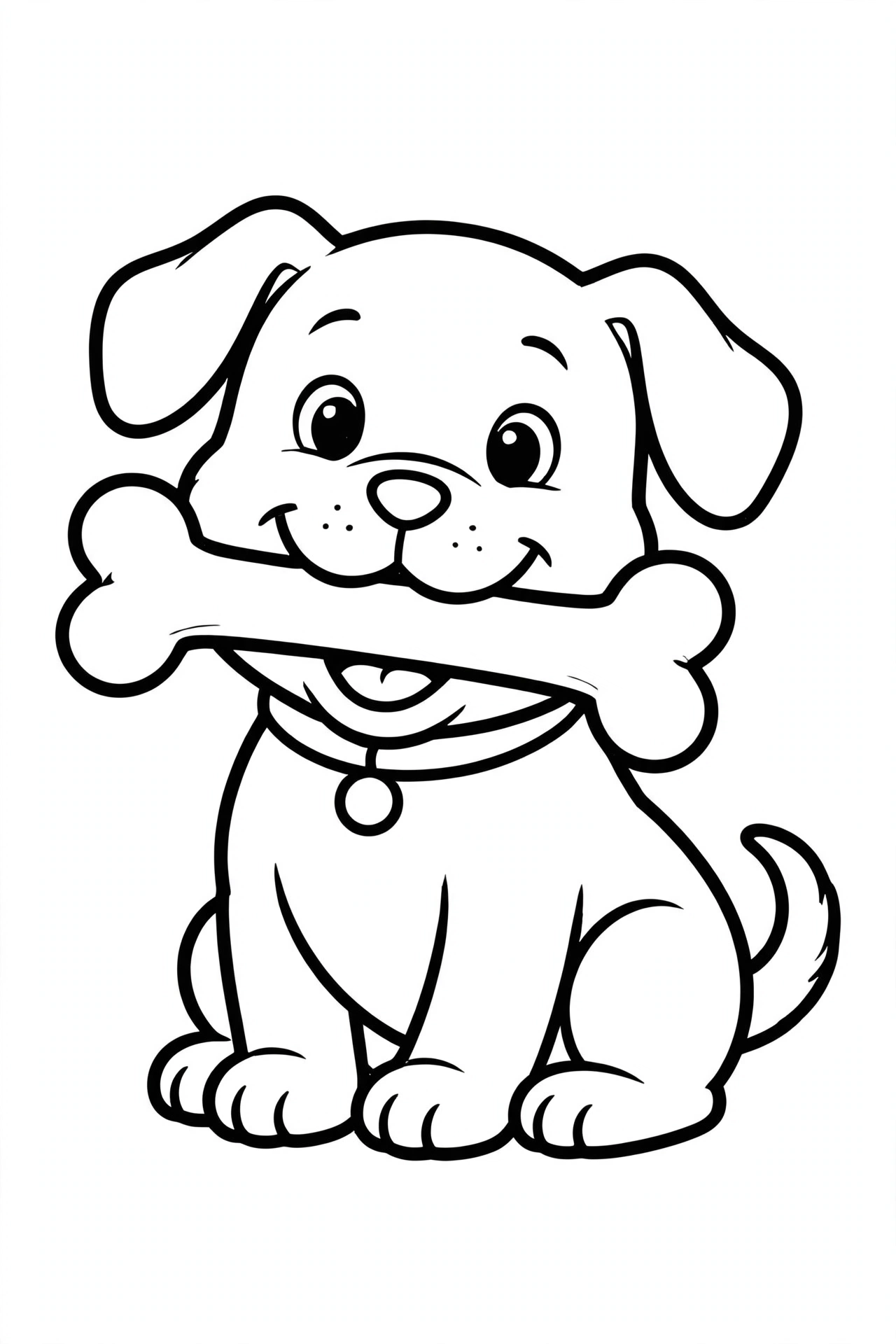 Desenho de cachorro com osso para colorir