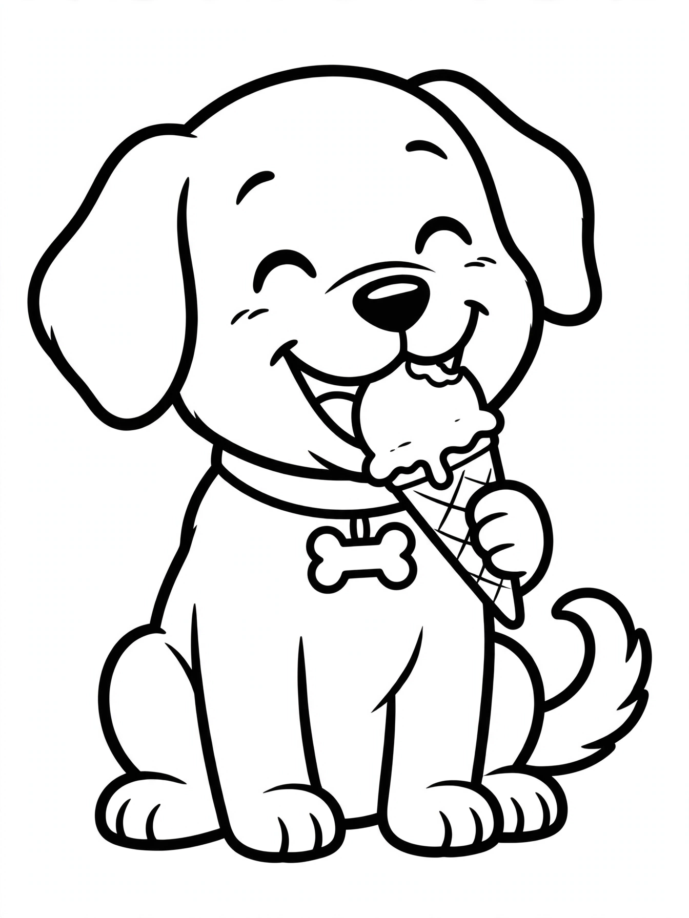 Desenho de cachorro com sorvete para colorir