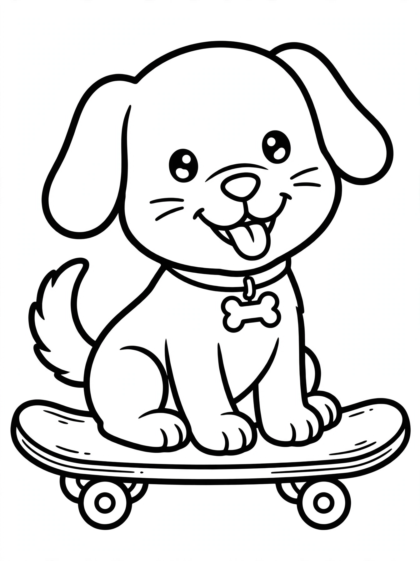 Desenho de cachorro com skate para colorir