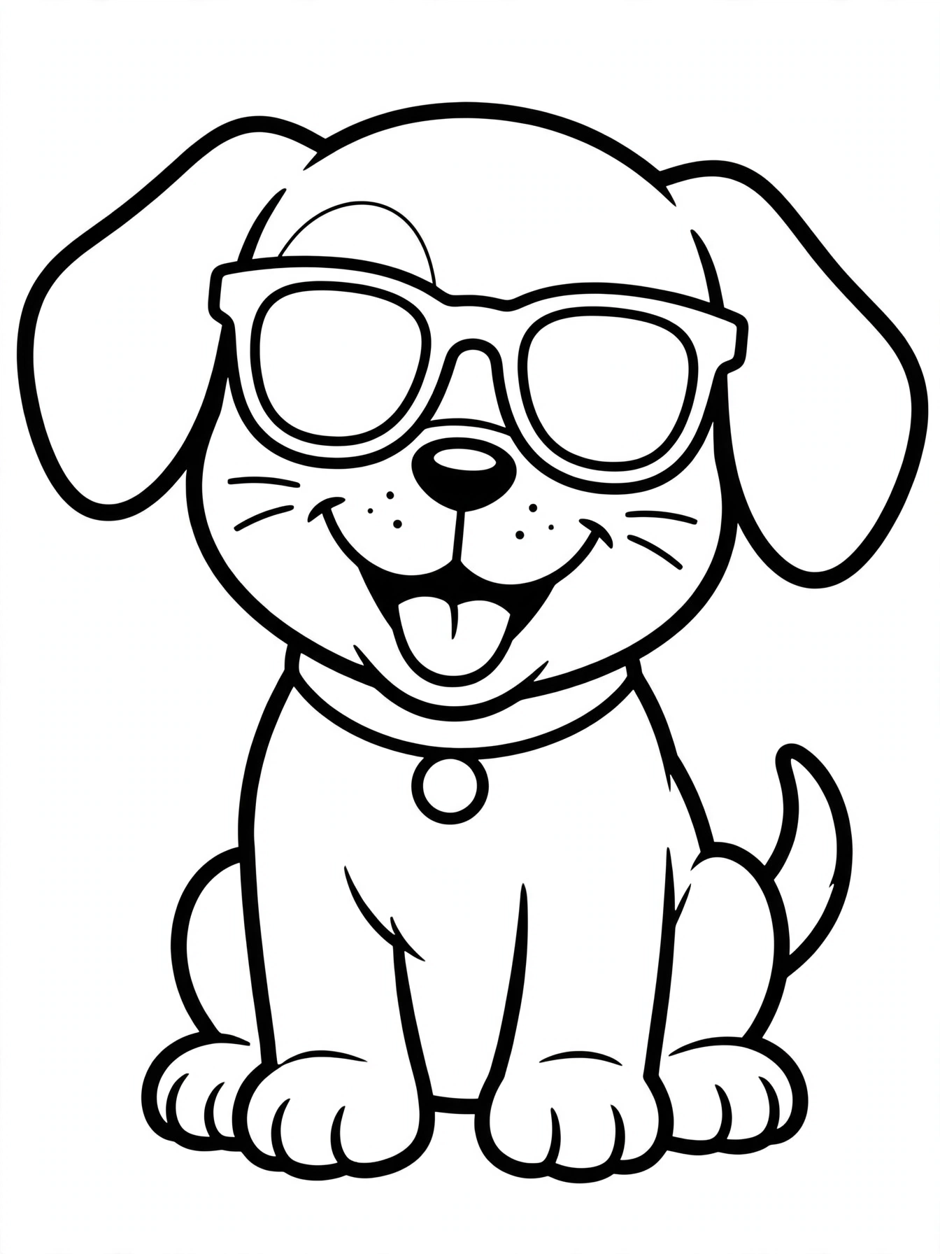 Desenho de cachorro de óculos de sol para colorir
