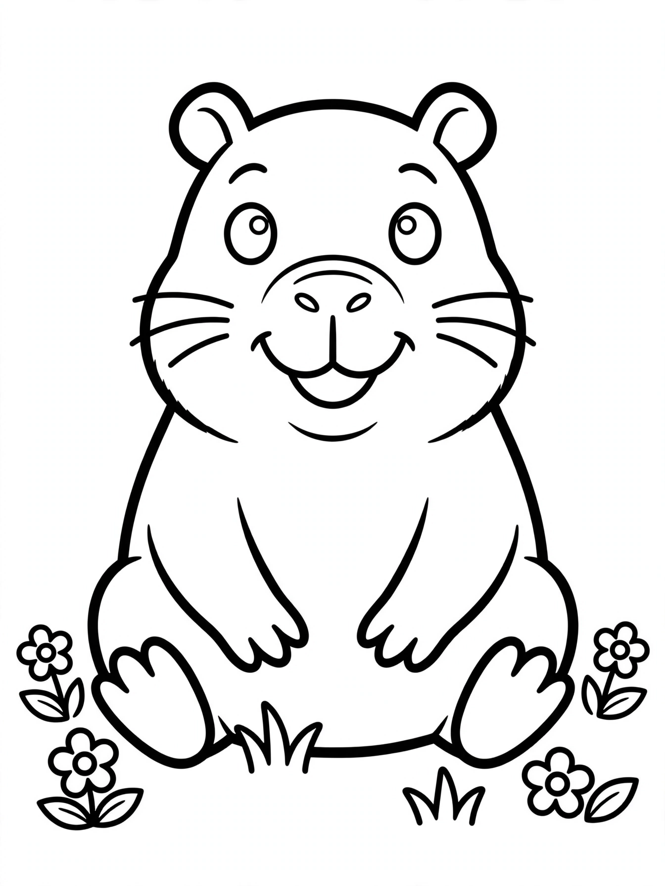 Desenho de capivara fofa para colorir