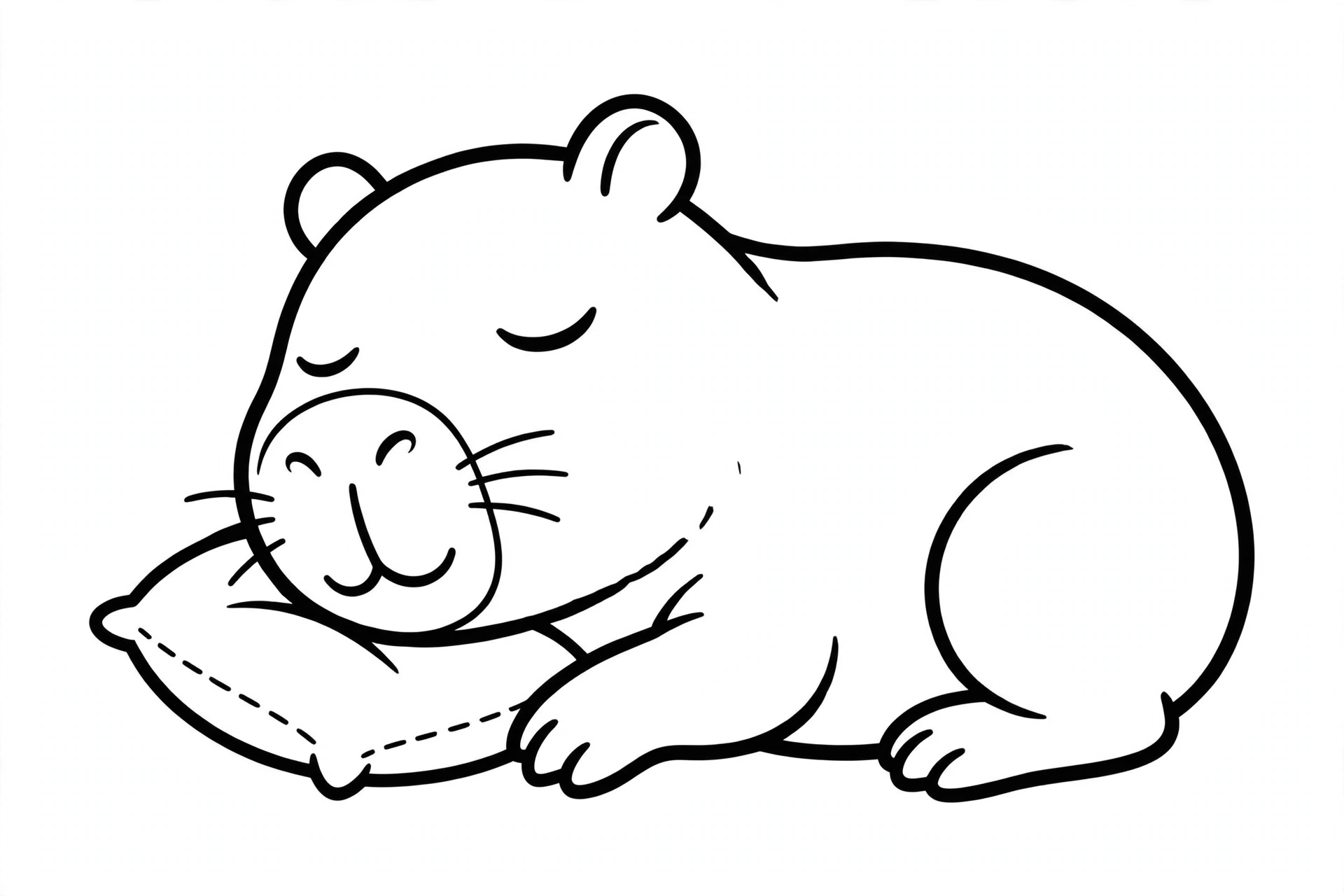 Desenho de capivara dormindo para colorir