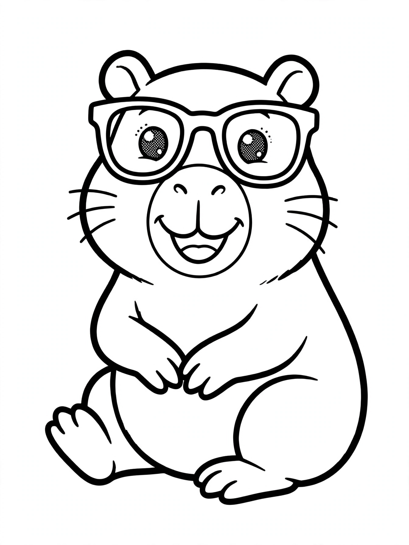 Desenho de capivara de óculos de sol para colorir
