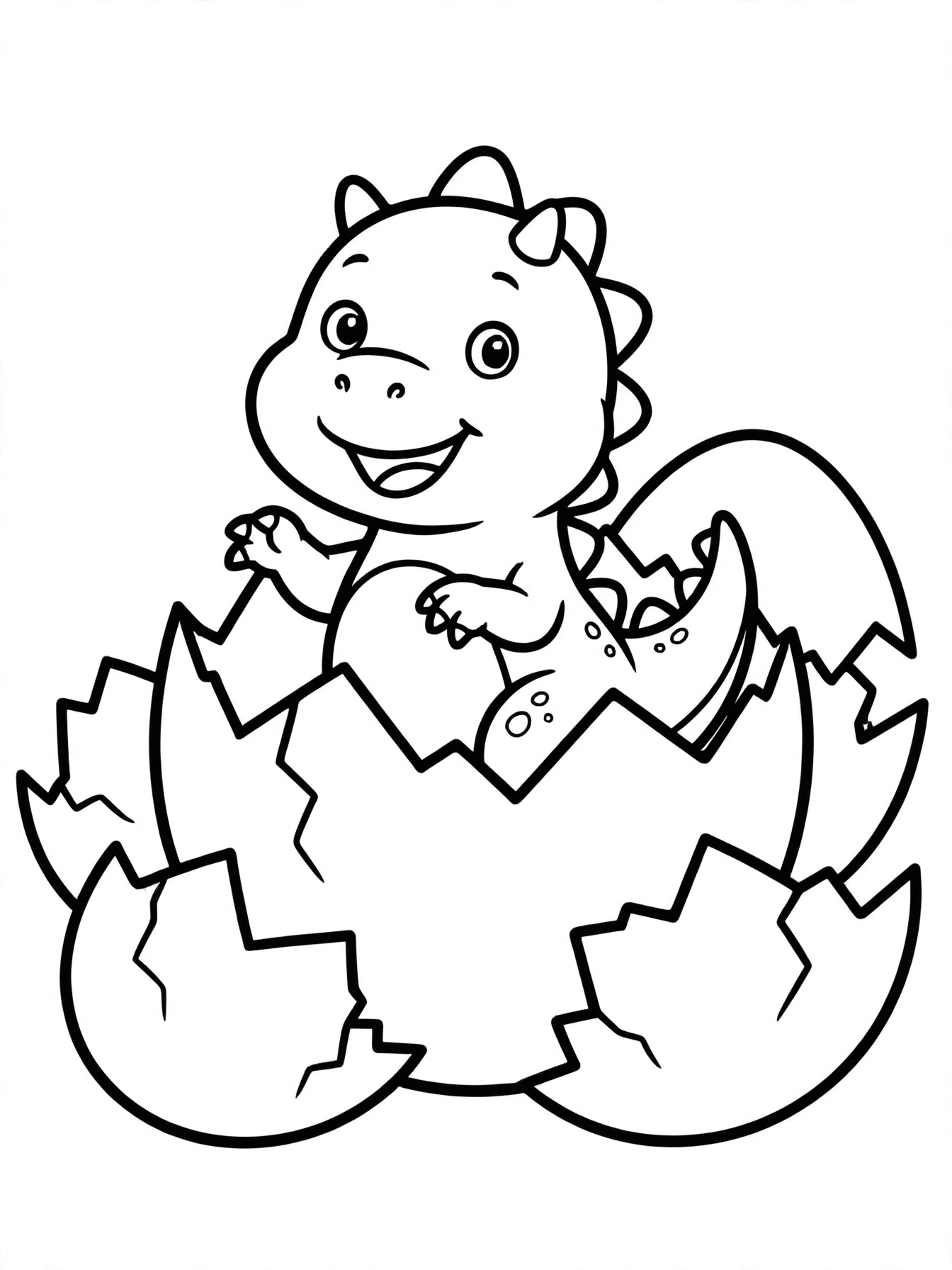 Desenho de Dinossauro Bebê no Ovo fofo para colorir