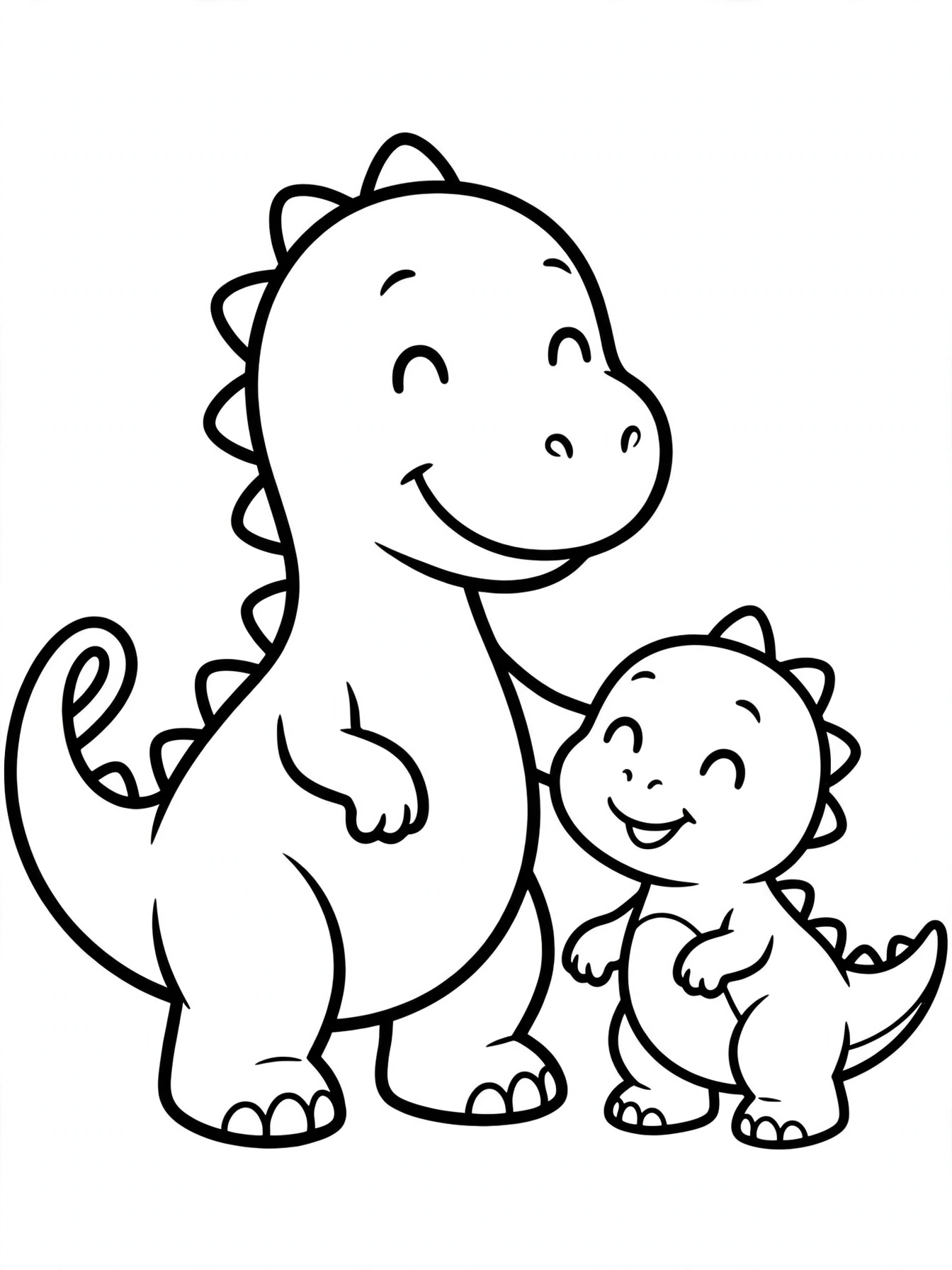 Desenho de Família de Dinossauros fofo para colorir