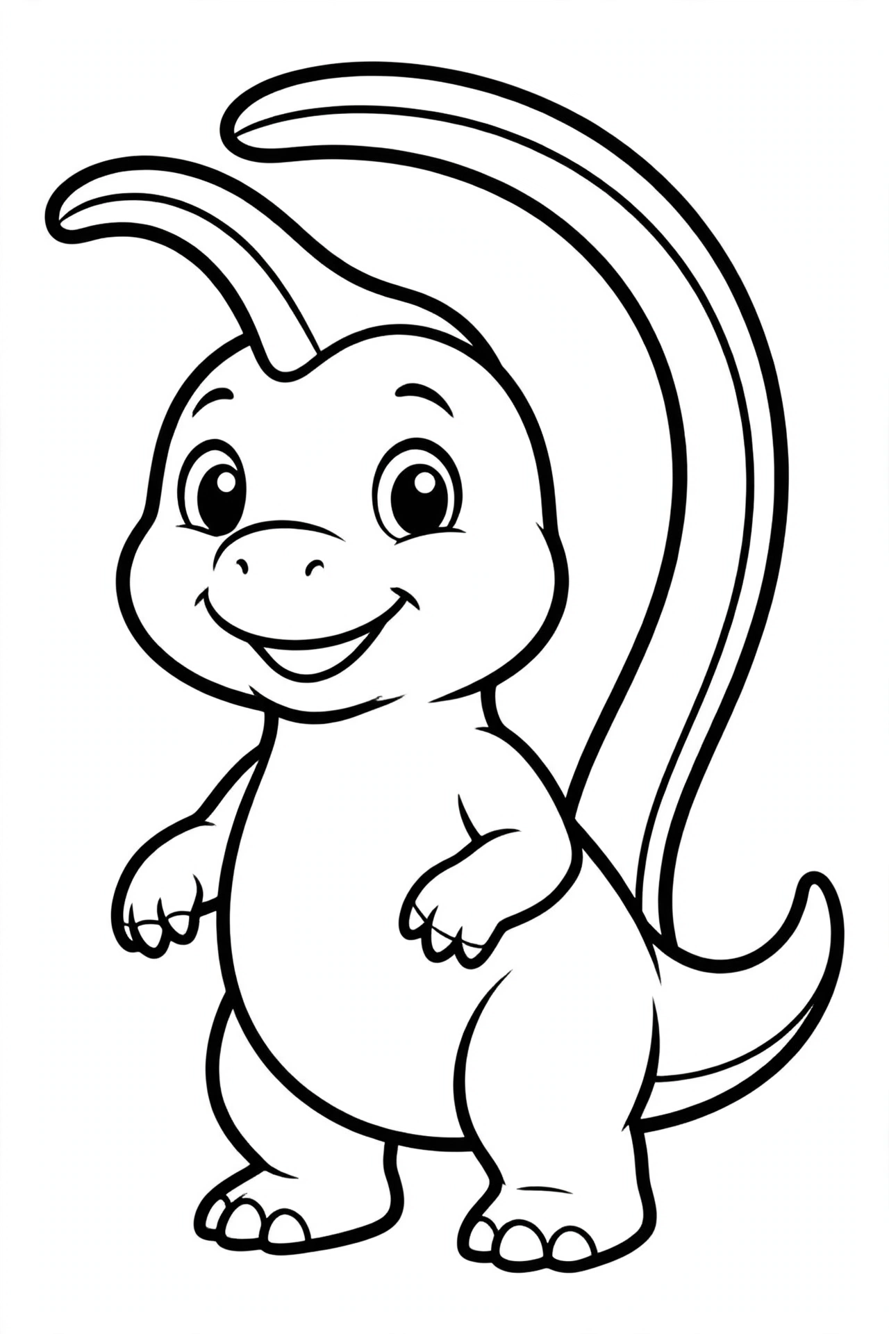Desenho de Parassaurolofo fofo para colorir