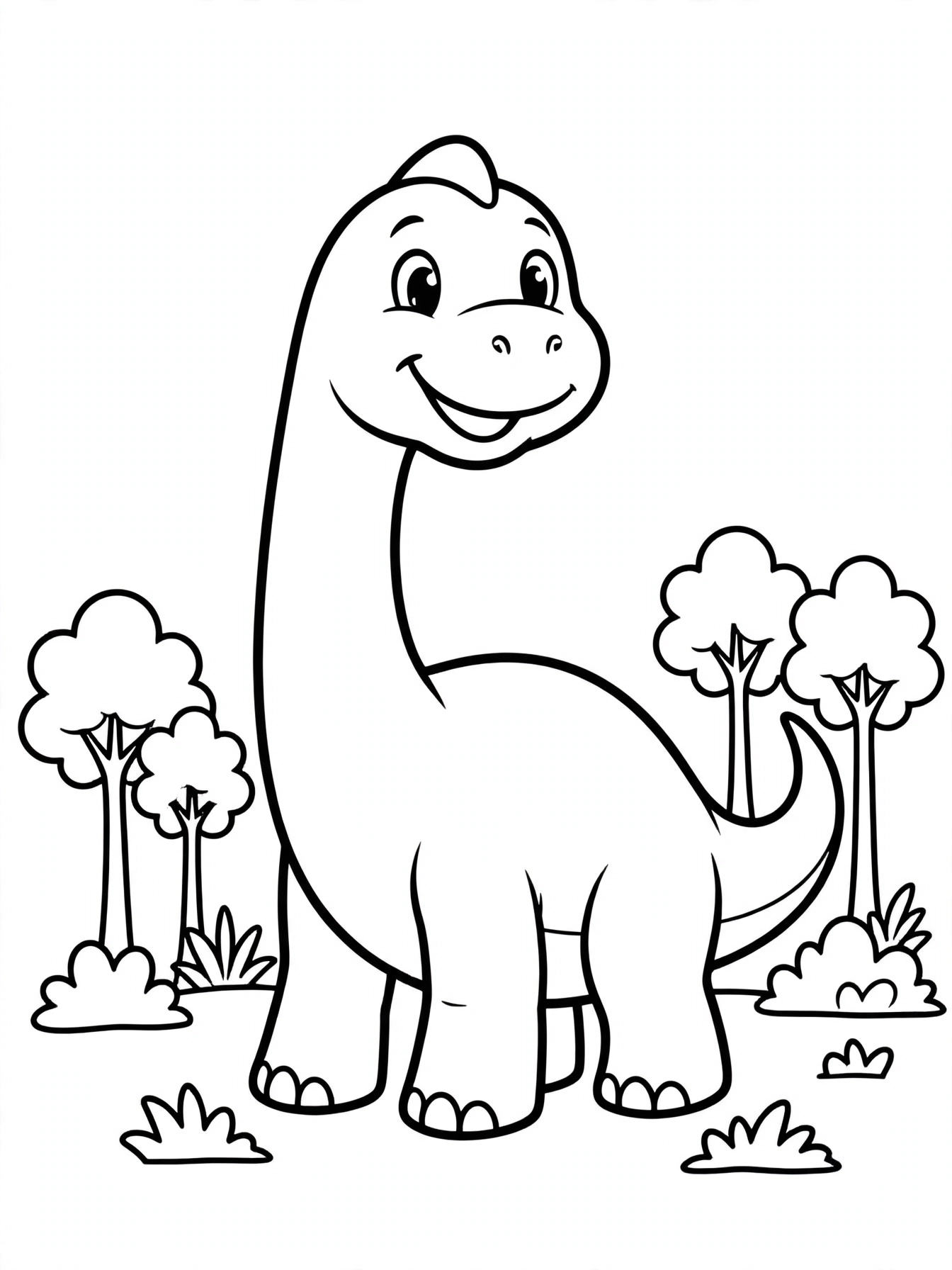 Desenho de braquiossauro fofo para colorir