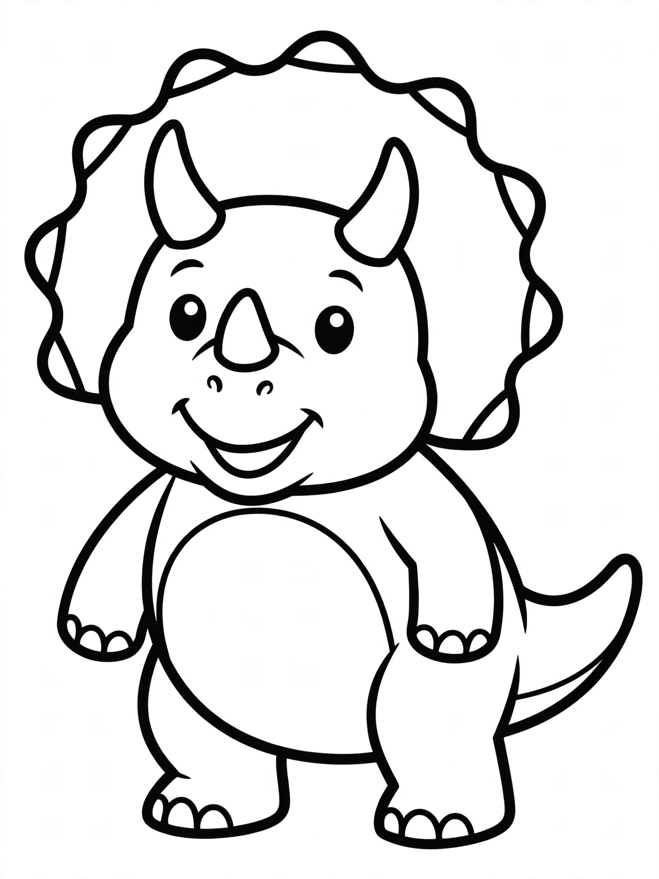 Desenho de triceratops fofo para colorir