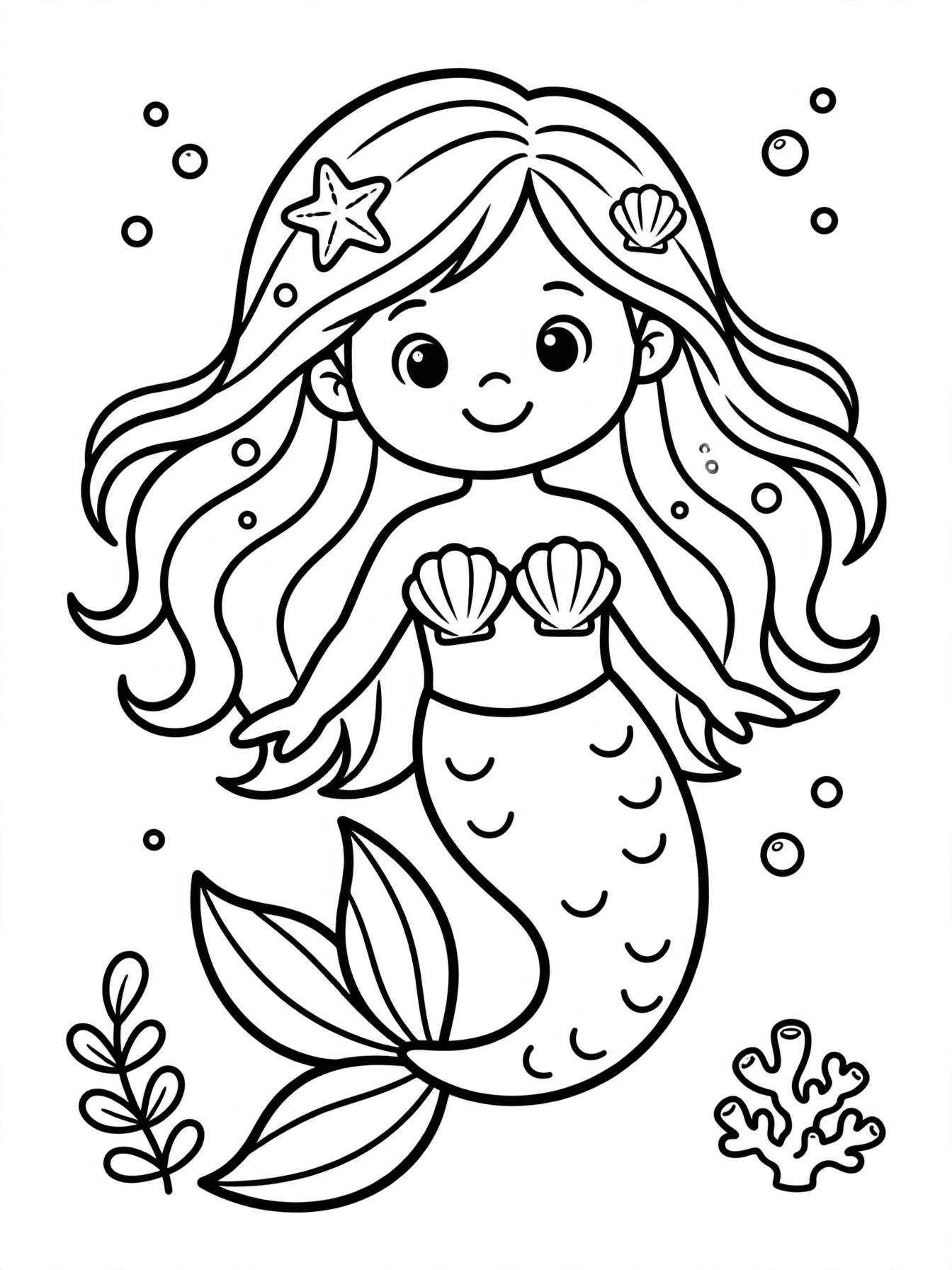 Desenho de sereia para colorir