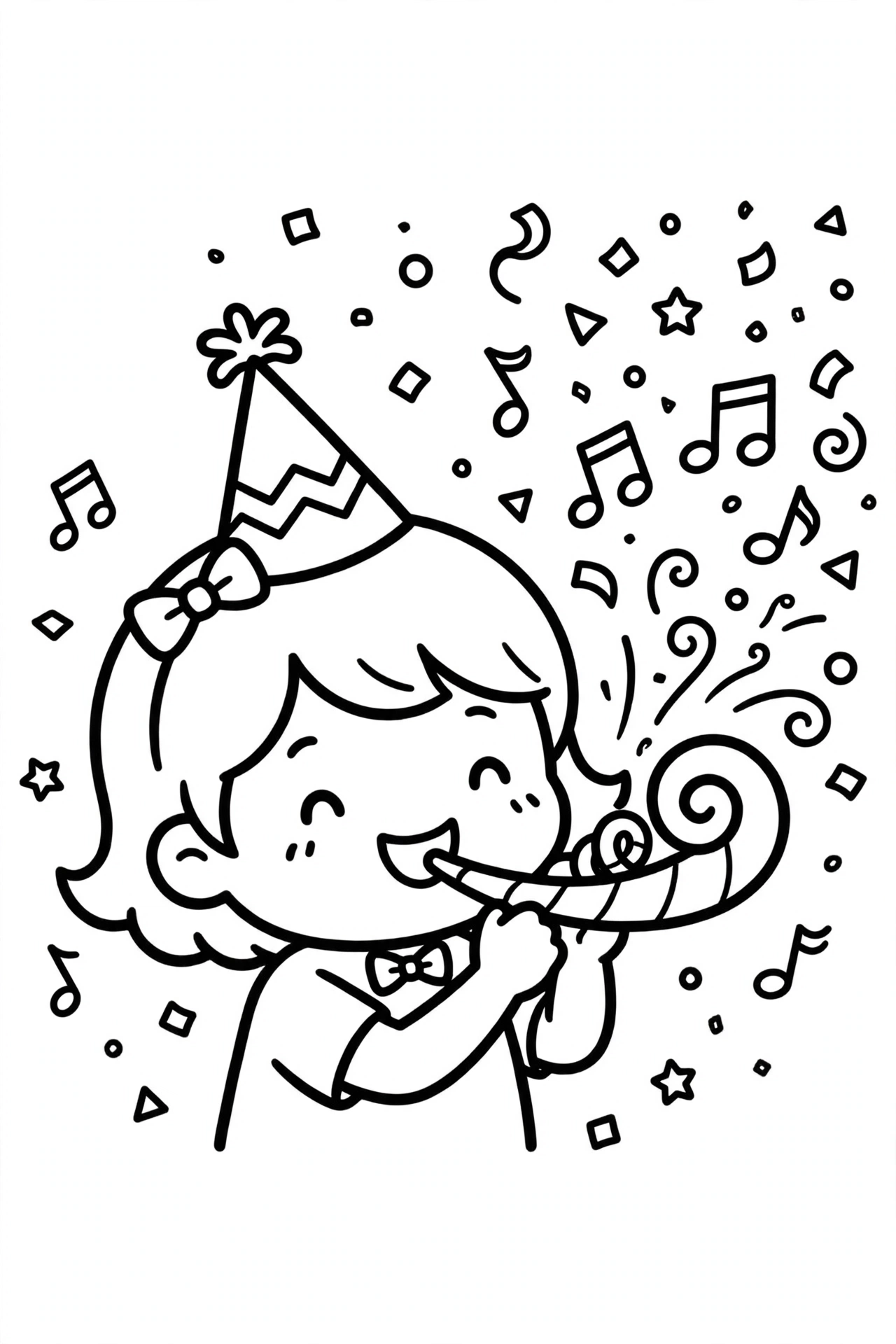 Desenho de trombeta de festa para colorir
