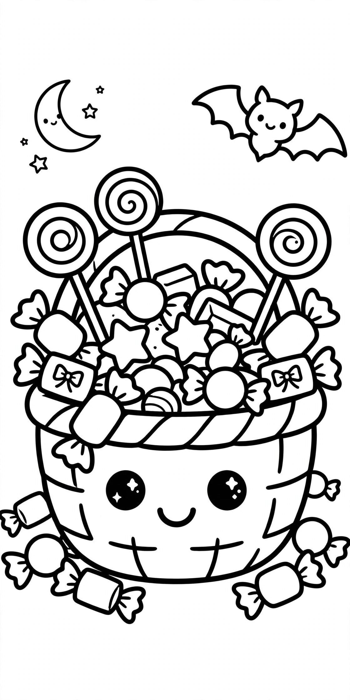 Desenho de cesto de doces para colorir