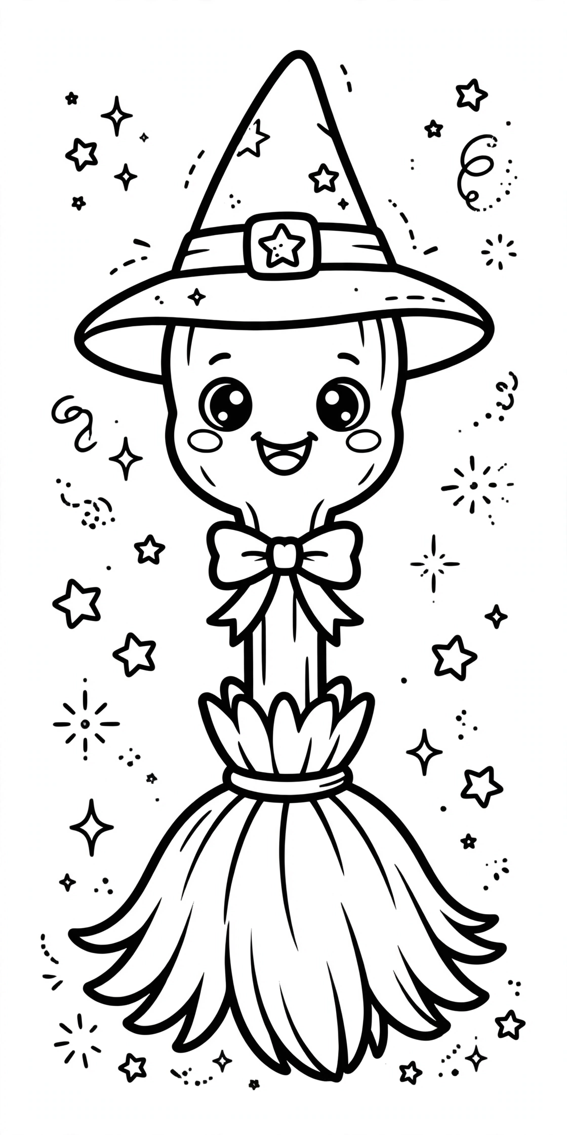 Desenho de vassoura de bruxa para colorir