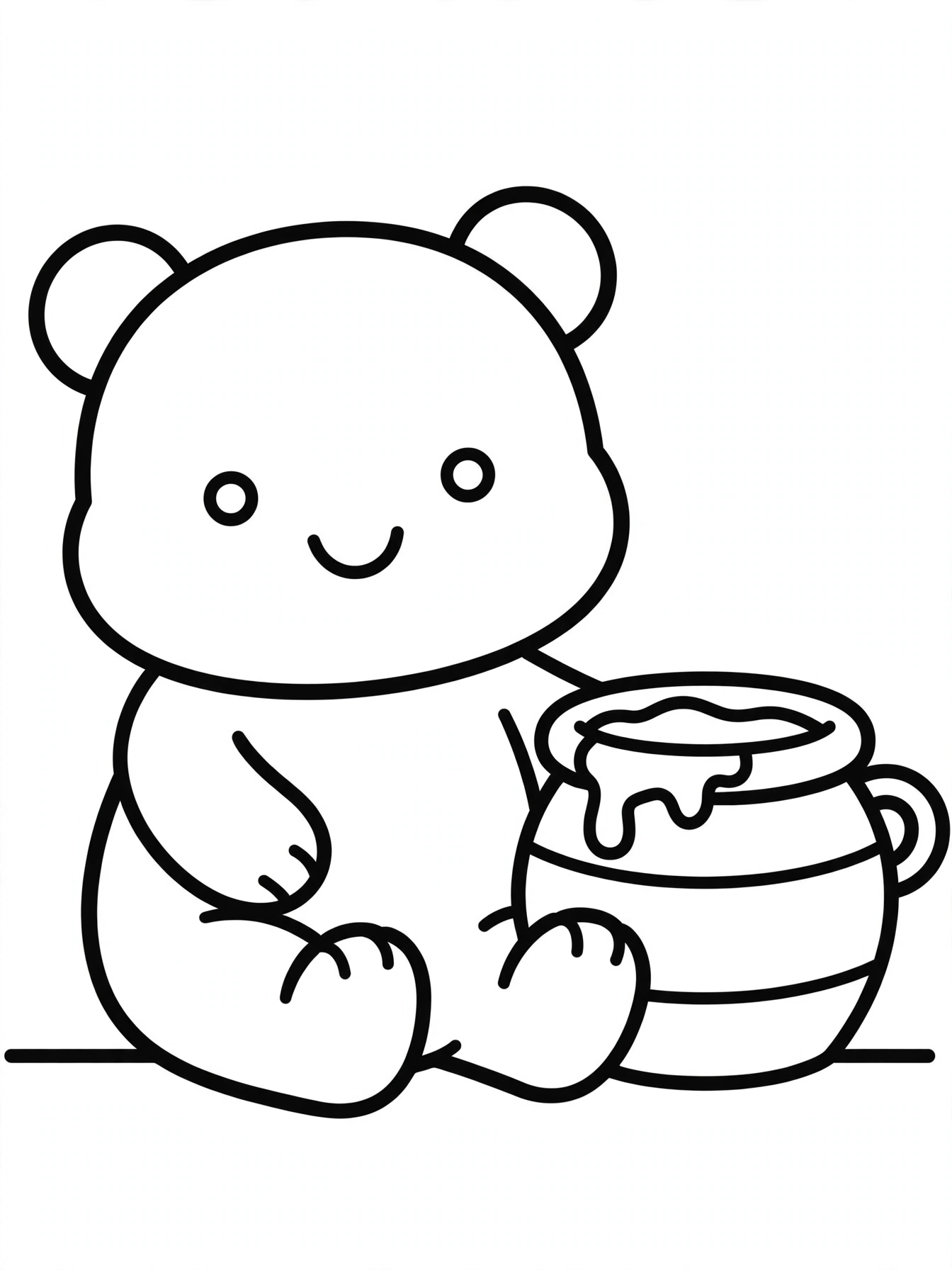 Desenho de ursinho kawaii para colorir
