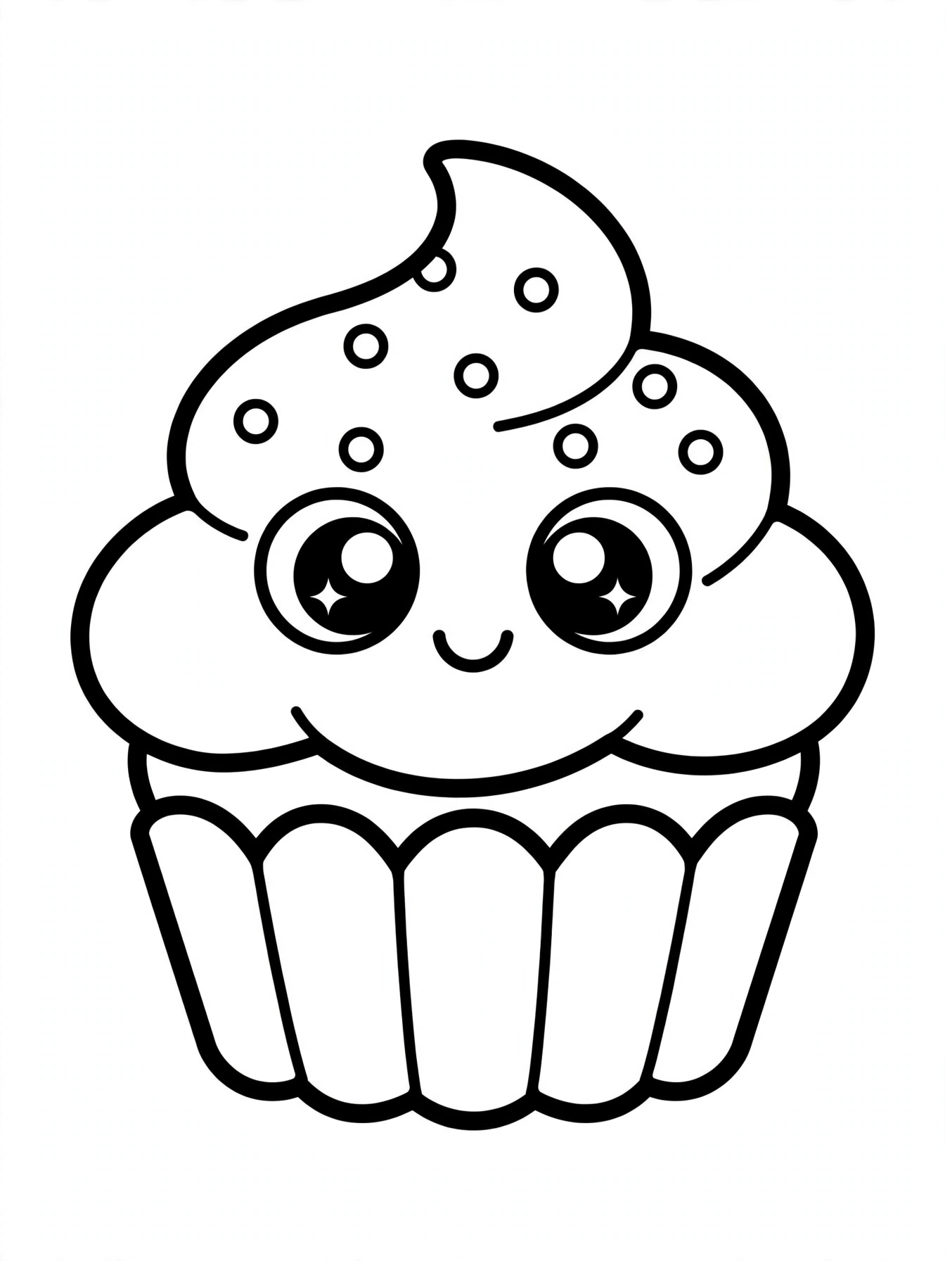 Desenho de cupcake kawaii para colorir