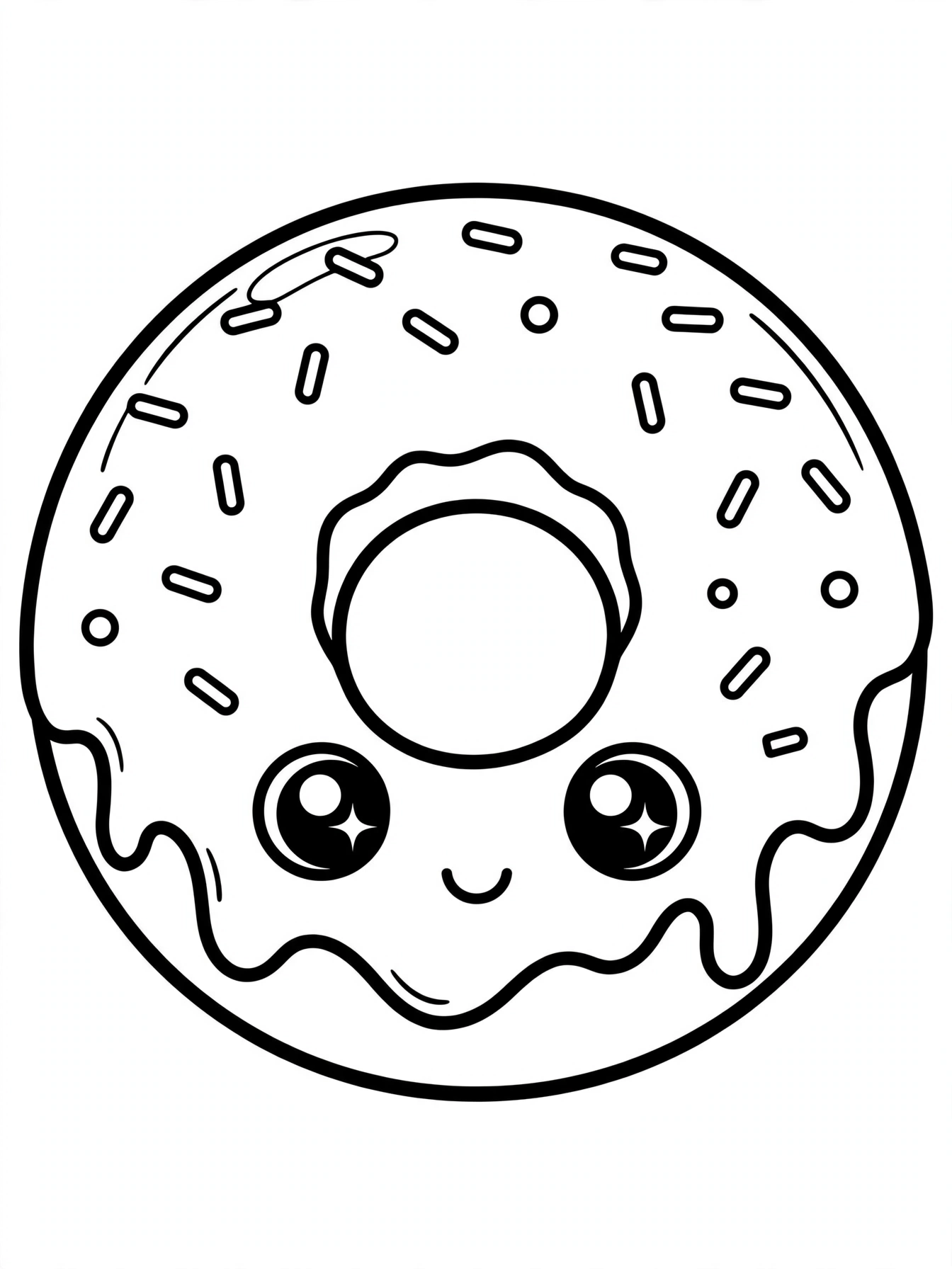 Desenho de donut kawaii para colorir