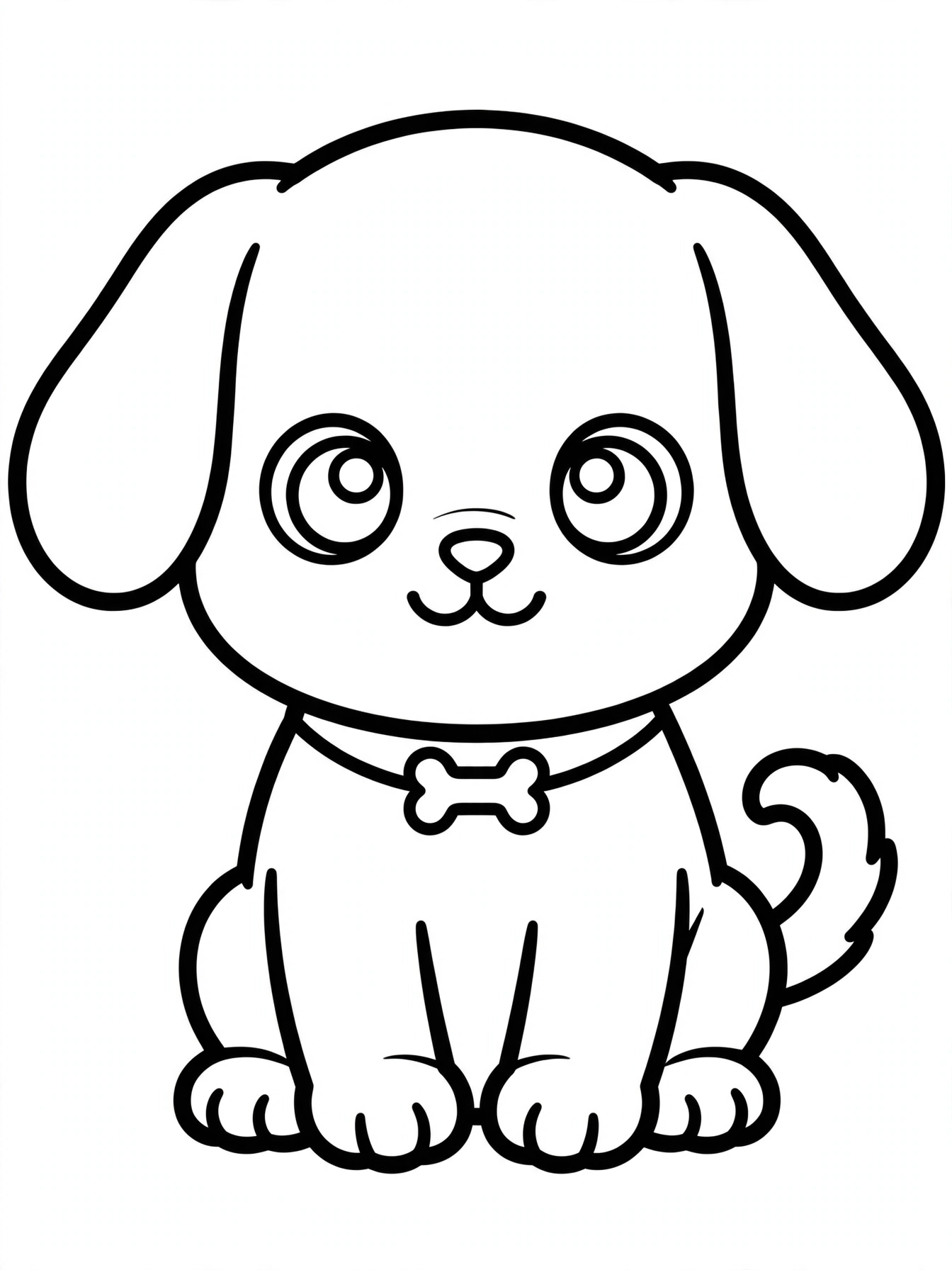 Desenho de cachorrinho kawaii para colorir