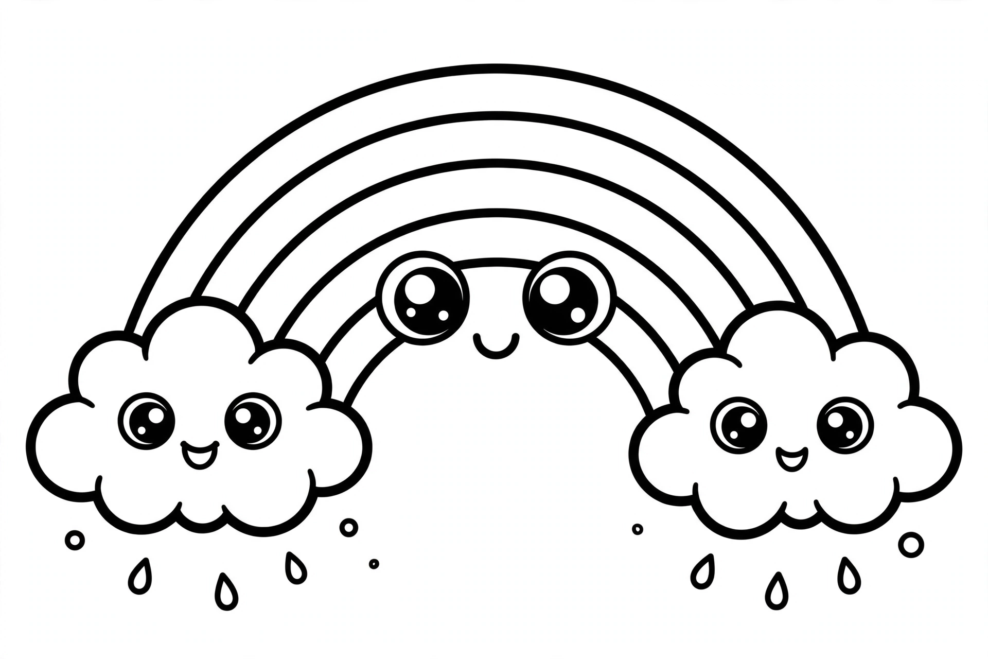 Desenho de arco-íris kawaii para colorir