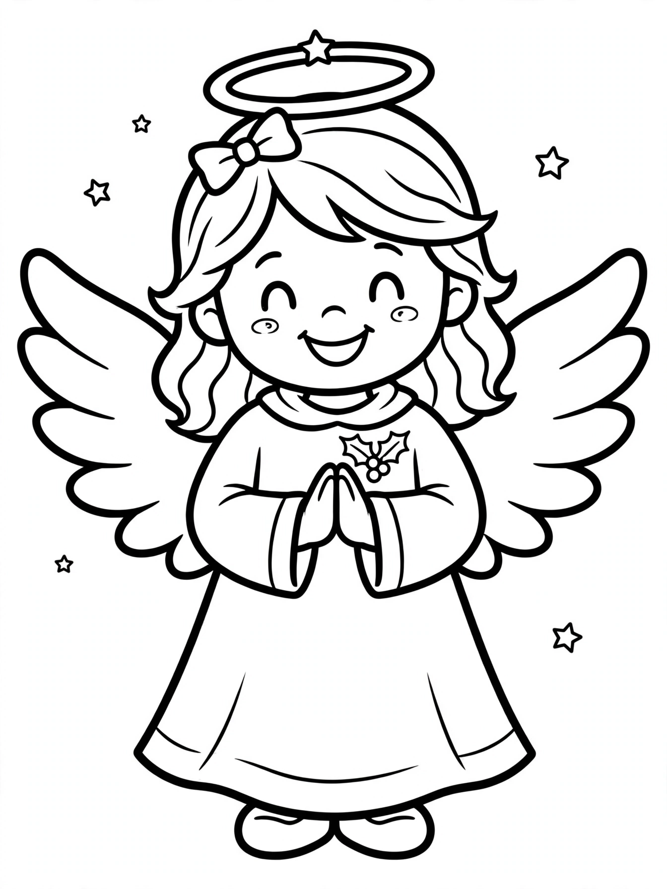 Desenho de anjo de Natal para colorir