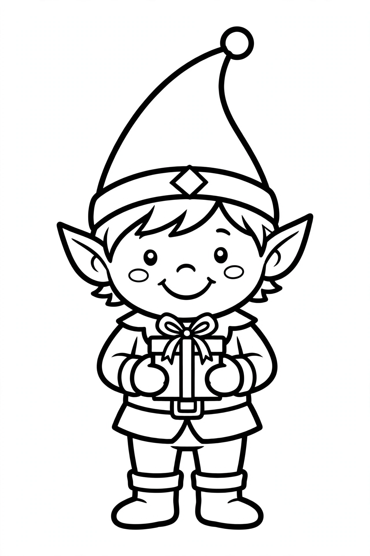 Desenho de duende de Natal para colorir