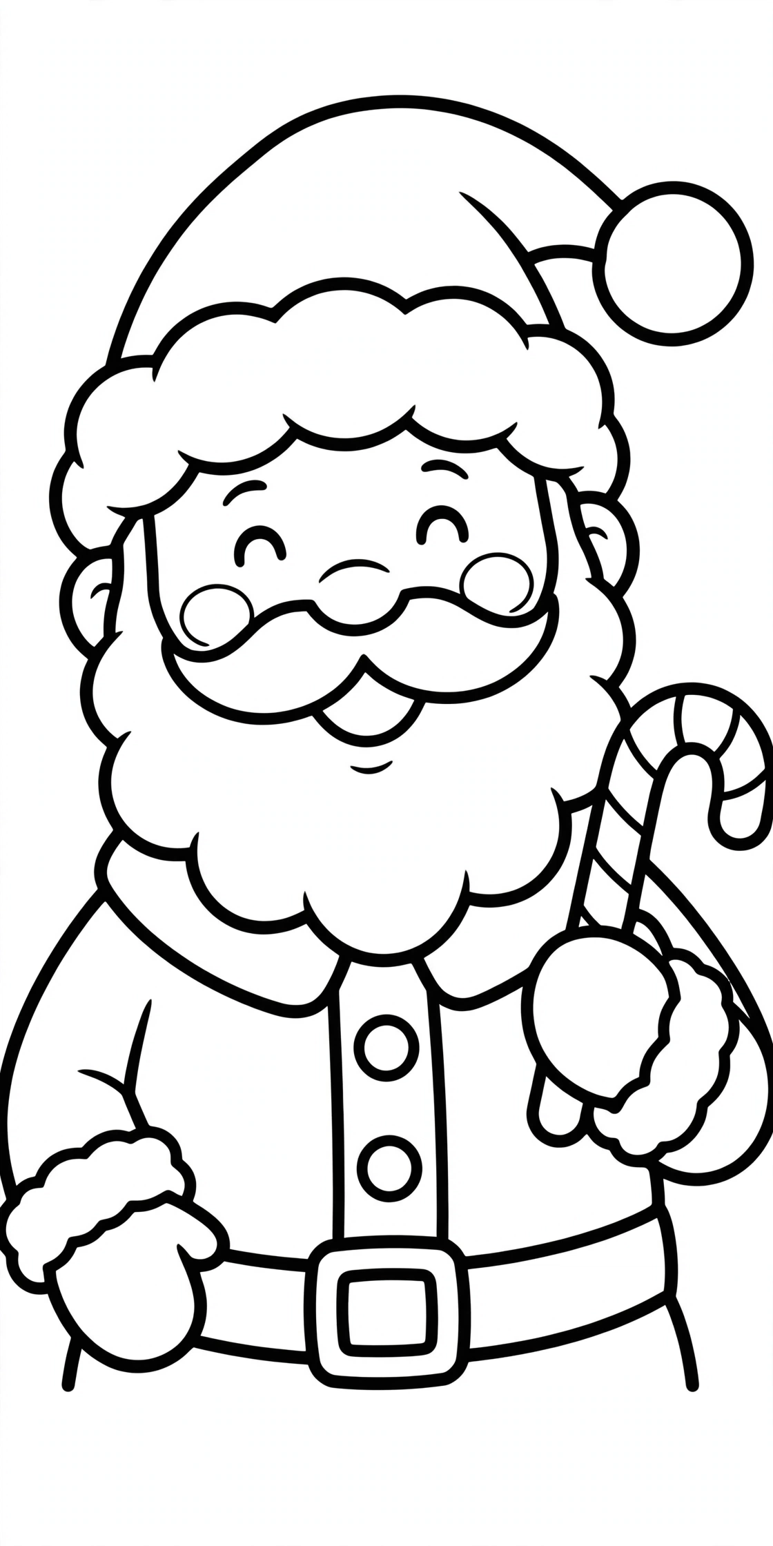 Desenho de Papai Noel com bengala doce para colorir
