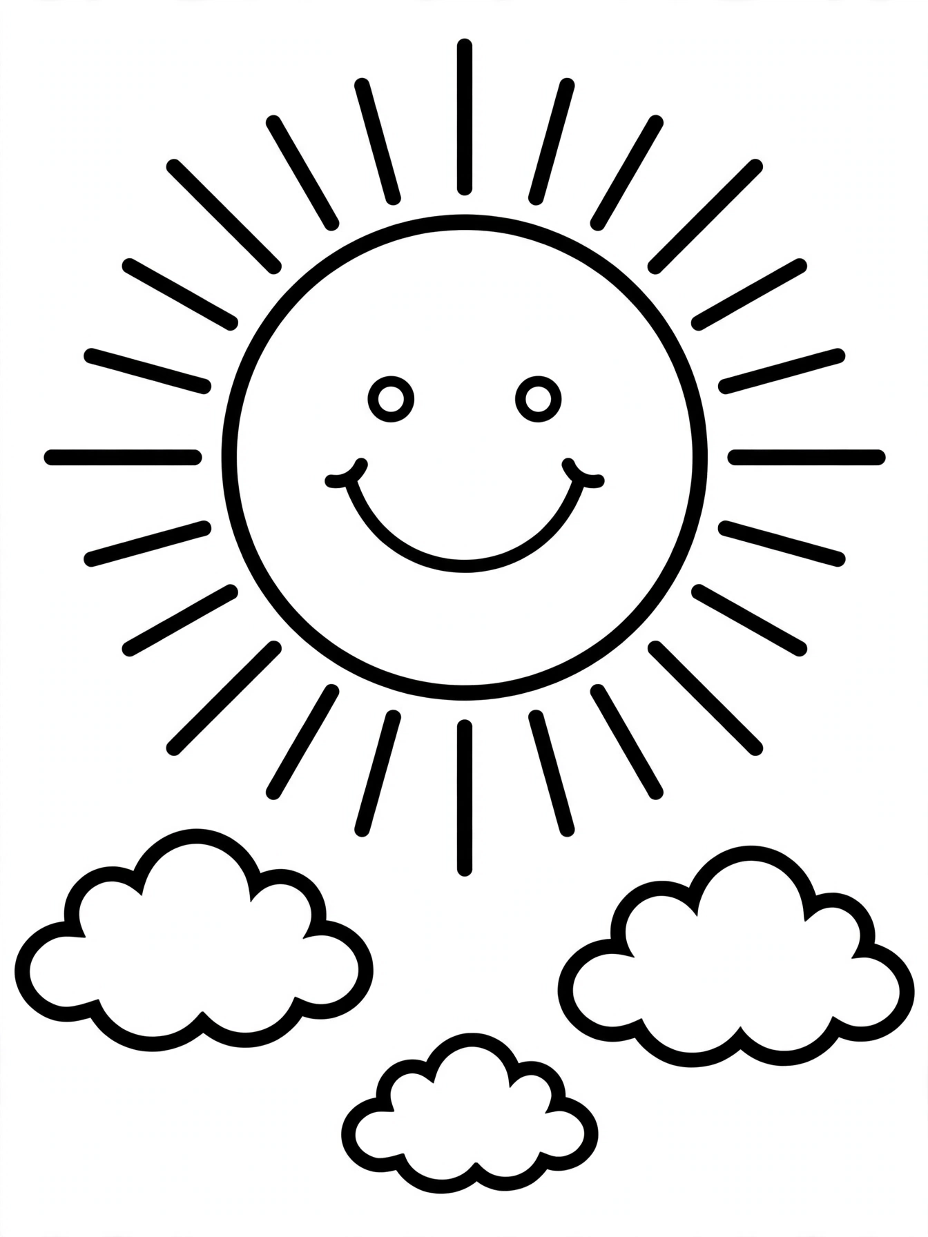Desenho de sol sorridente para colorir e imprimir