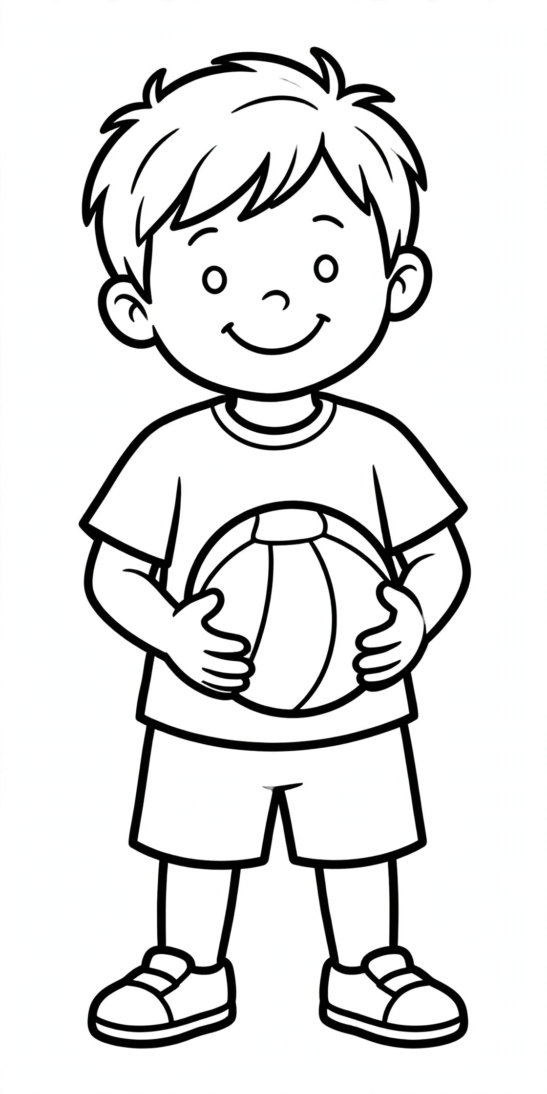 Desenho de menino com bola para colorir e imprimir