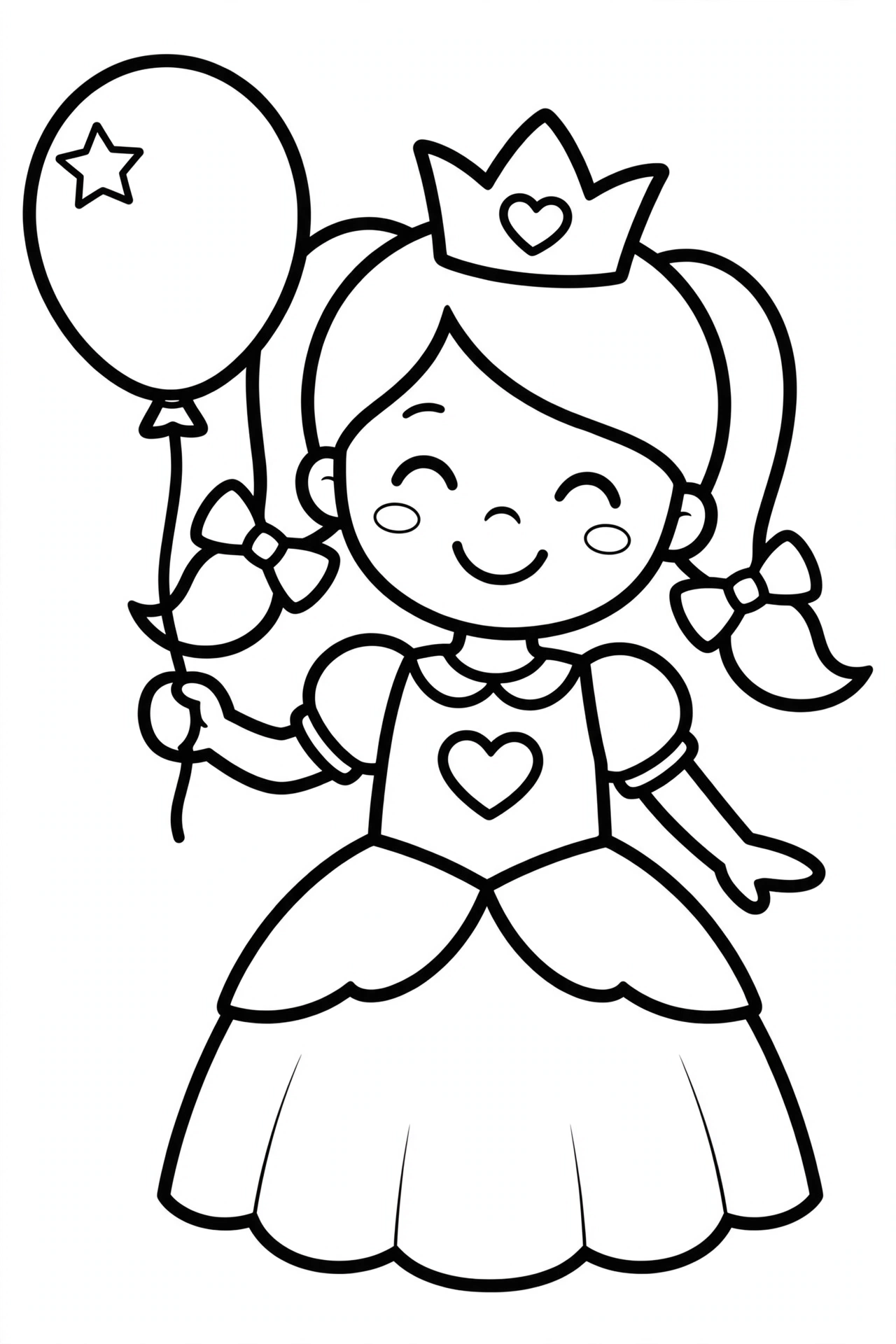 Desenho de princesa com balão para colorir