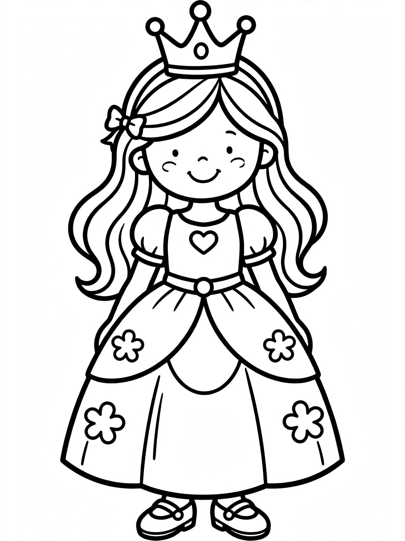 Desenho de princesa com coroa para colorir