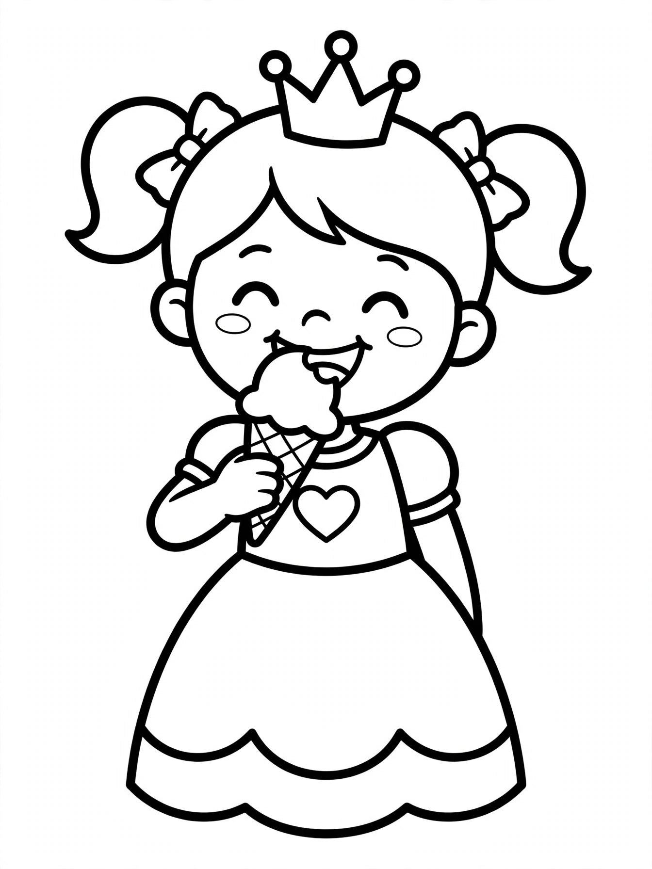 Desenho de princesa com sorvete para colorir