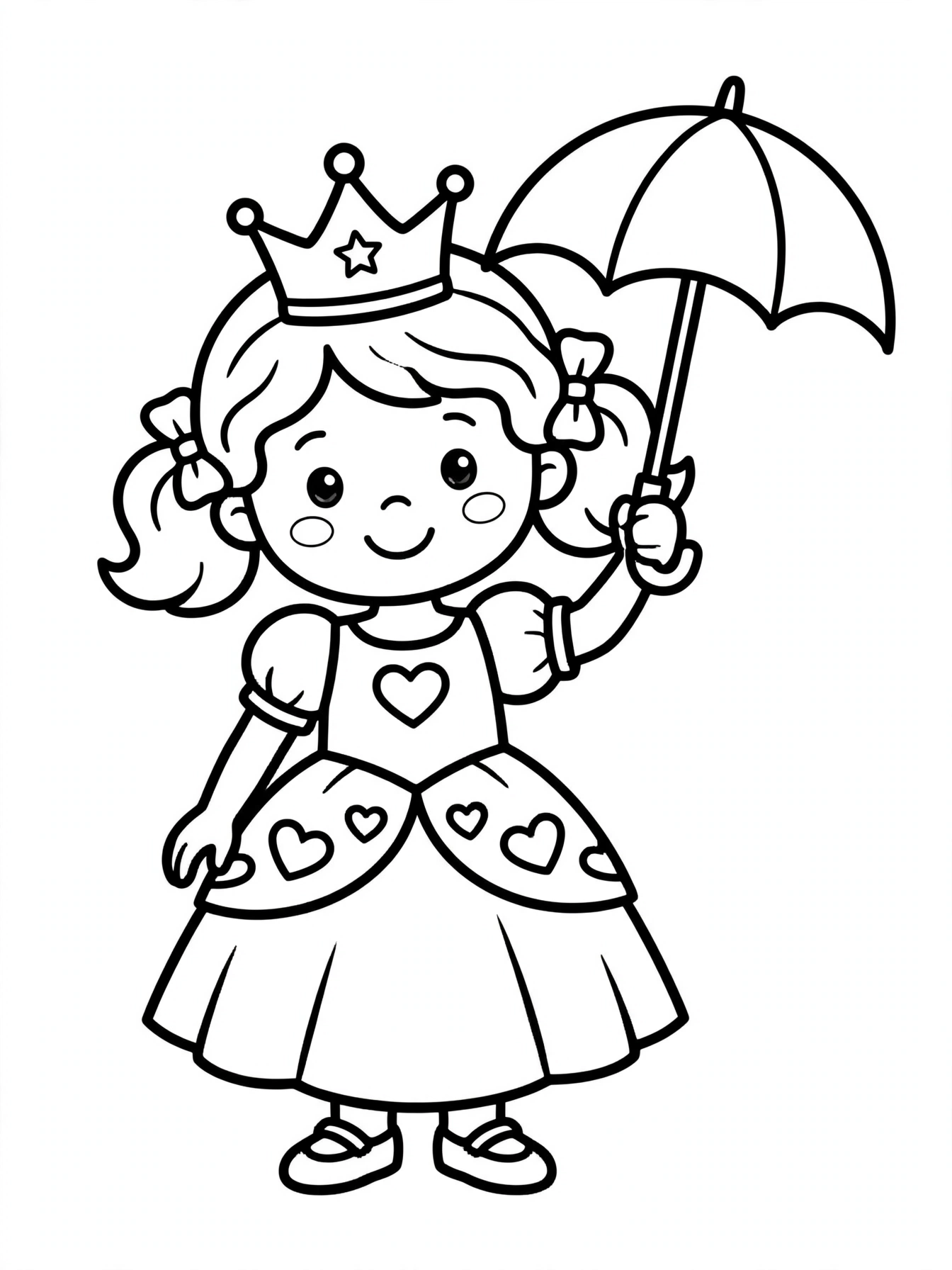 Desenho de princesa com guarda-chuva para colorir