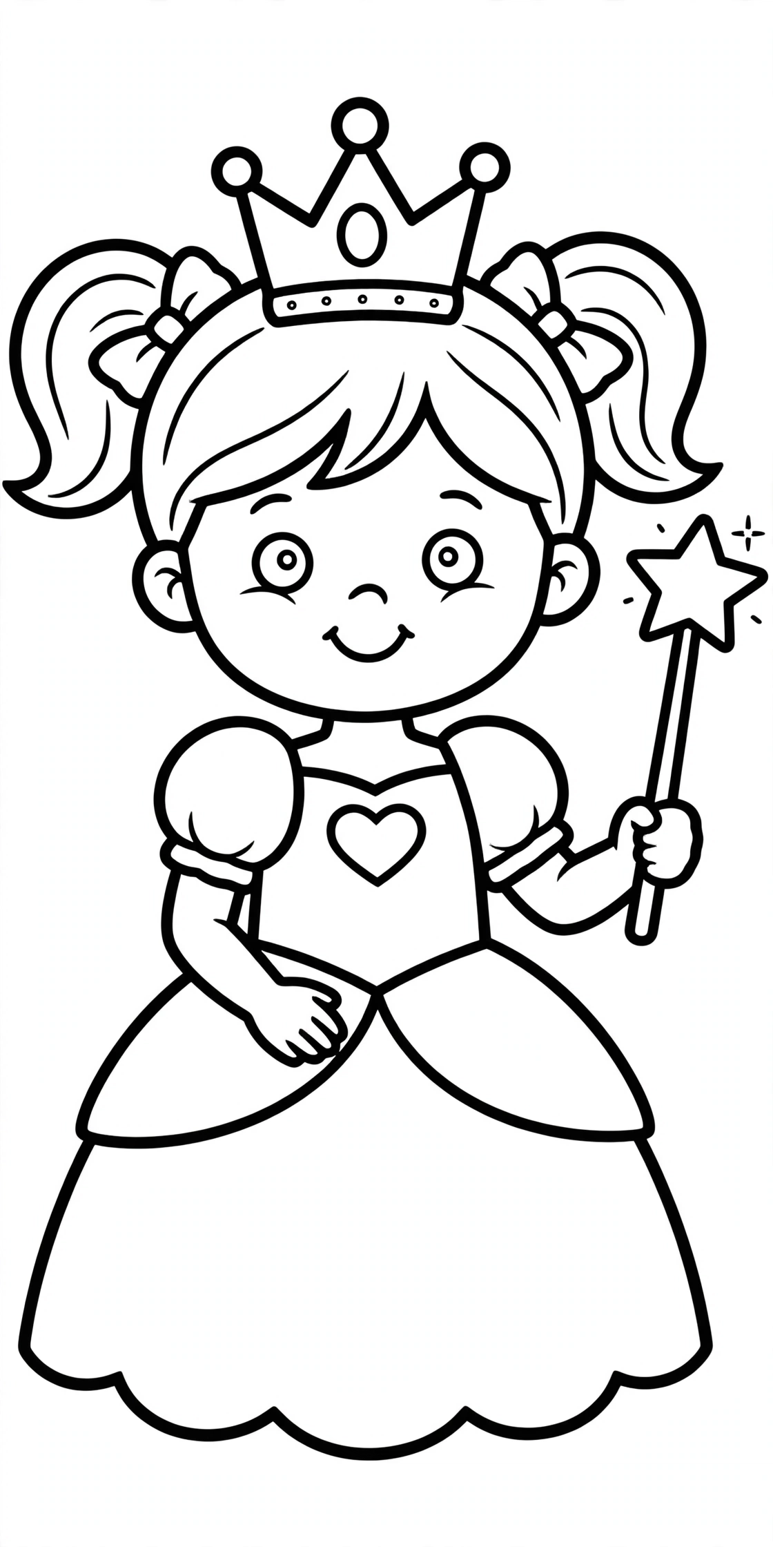 Desenho de princesa com varinha mágica para colorir