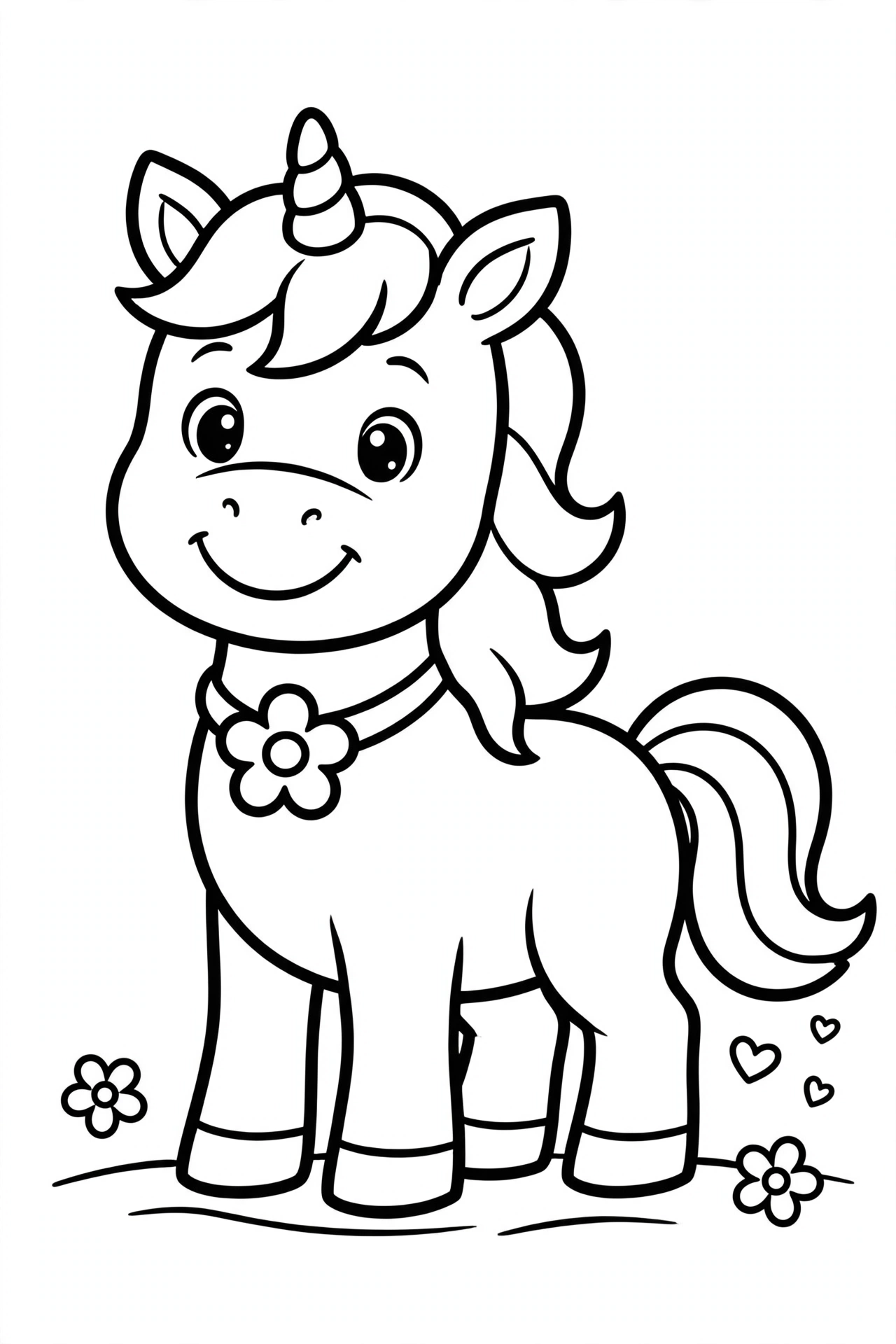 Desenho de unicórnio fofo para colorir