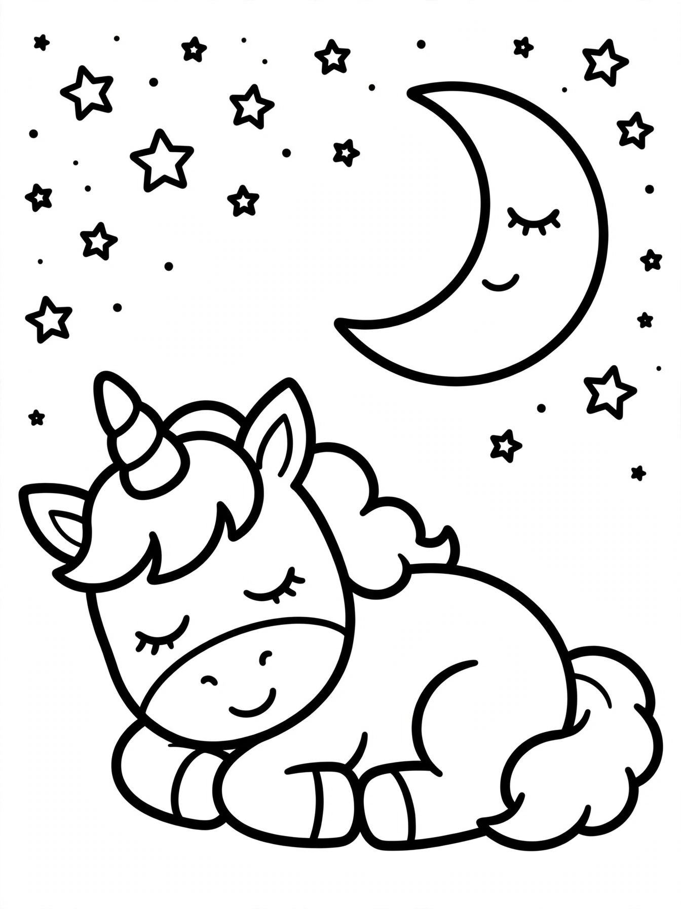 Desenho de unicórnio dormindo para colorir